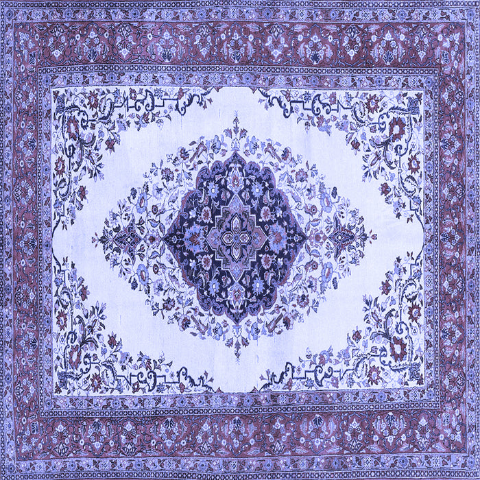 Square Machine Washable Persian Blue Traditional Rug, wshtr3173blu