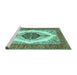 Sideview of Machine Washable Persian Turquoise Traditional Area Rugs, wshtr3173turq