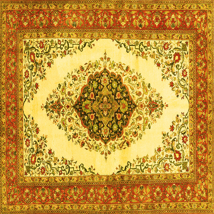 Square Machine Washable Persian Yellow Traditional Rug, wshtr3173yw