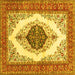 Square Machine Washable Persian Yellow Traditional Rug, wshtr3173yw