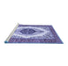 Sideview of Machine Washable Persian Blue Traditional Rug, wshtr3173blu