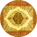 Round Machine Washable Persian Yellow Traditional Rug, wshtr3173yw