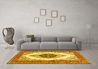 Machine Washable Persian Yellow Traditional Rug, wshtr3173yw