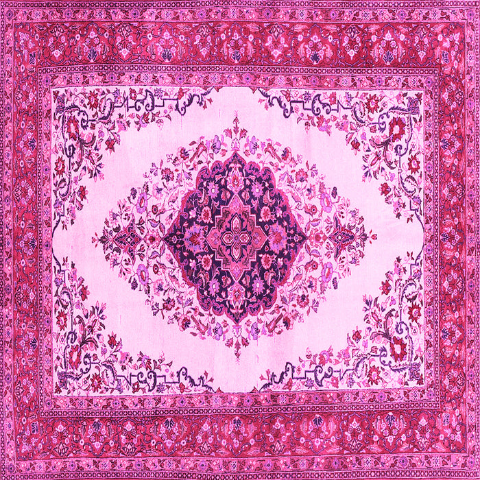 Square Machine Washable Persian Pink Traditional Rug, wshtr3173pnk