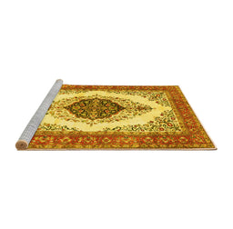 Sideview of Machine Washable Persian Yellow Traditional Rug, wshtr3173yw