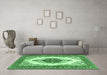 Machine Washable Persian Emerald Green Traditional Area Rugs in a Living Room,, wshtr3173emgrn