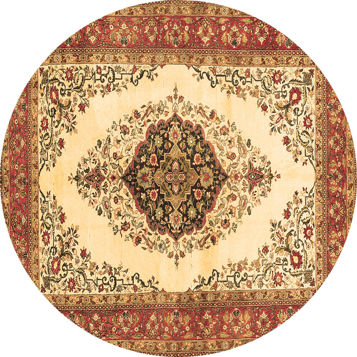 Round Machine Washable Persian Brown Traditional Rug, wshtr3173brn