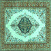 Square Machine Washable Persian Turquoise Traditional Area Rugs, wshtr3173turq