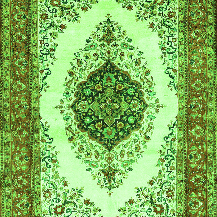 Serging Thickness of Machine Washable Persian Green Traditional Area Rugs, wshtr3173grn