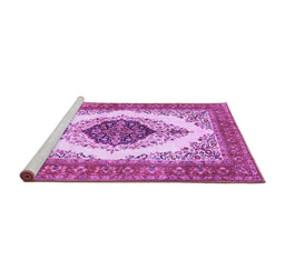 Sideview of Machine Washable Persian Purple Traditional Area Rugs, wshtr3173pur