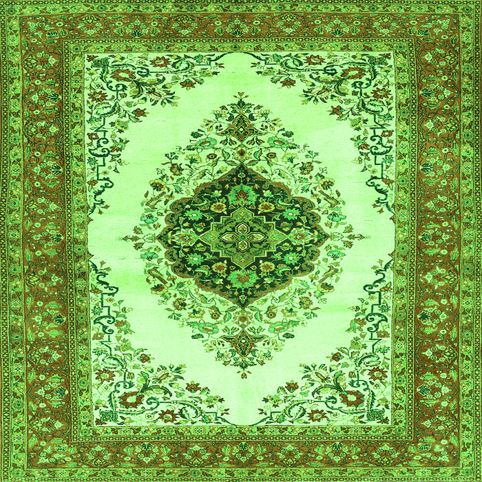 Serging Thickness of Persian Green Traditional Rug, tr3173grn