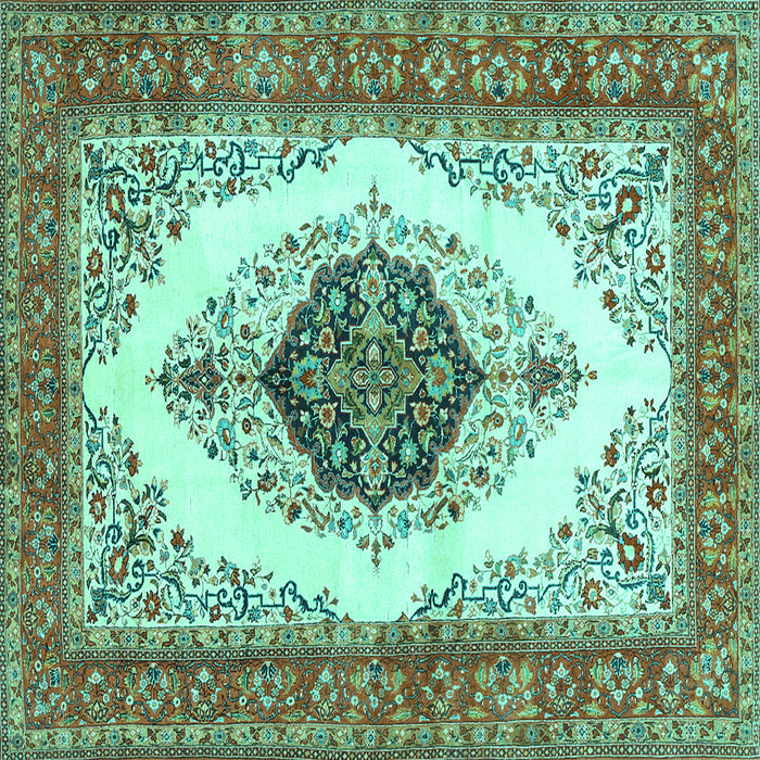 Square Persian Turquoise Traditional Rug, tr3173turq