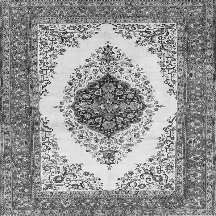 Round Machine Washable Persian Gray Traditional Rug, wshtr3173gry