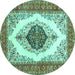 Round Persian Turquoise Traditional Rug, tr3173turq