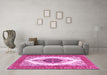 Machine Washable Persian Pink Traditional Rug in a Living Room, wshtr3173pnk