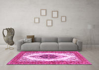 Machine Washable Persian Pink Traditional Rug, wshtr3173pnk