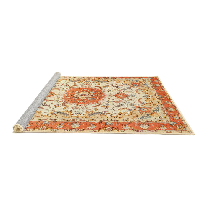 Sideview of Machine Washable Traditional Orange Rug, wshtr3174