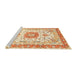 Sideview of Machine Washable Traditional Orange Rug, wshtr3174