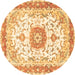 Round Persian Brown Traditional Rug, tr3174brn