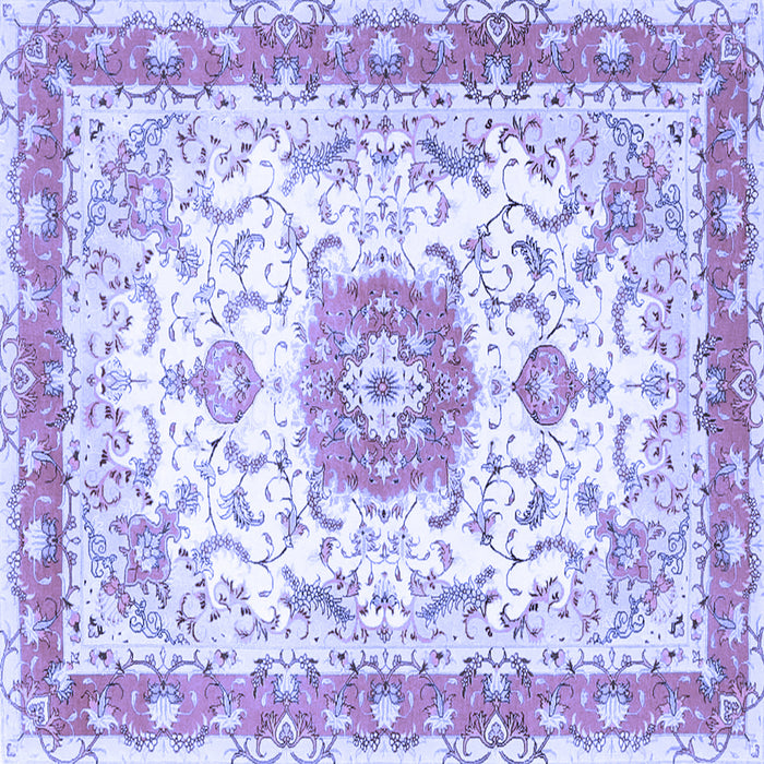 Square Machine Washable Persian Blue Traditional Rug, wshtr3174blu