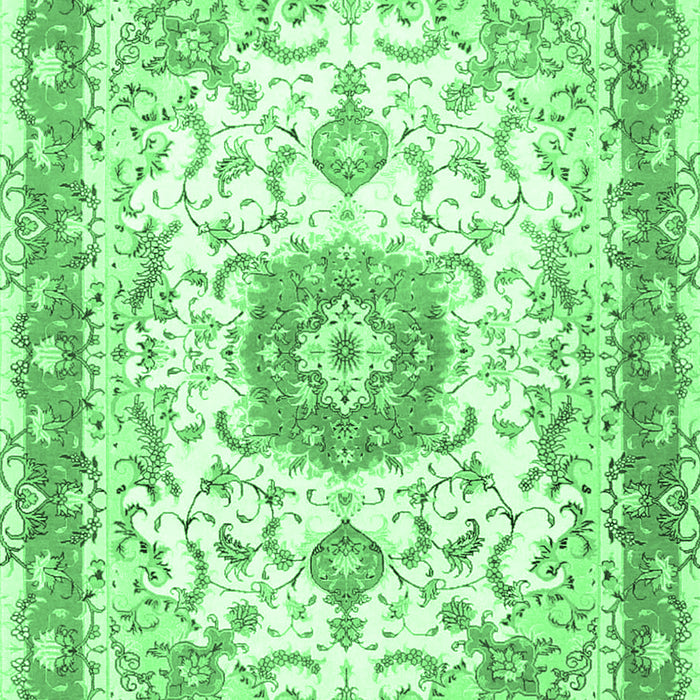 Machine Washable Persian Emerald Green Traditional Area Rugs, wshtr3174emgrn