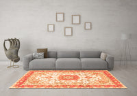 Machine Washable Persian Orange Traditional Rug, wshtr3174org