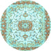 Round Persian Light Blue Traditional Rug, tr3174lblu