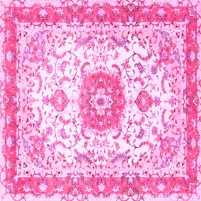 Square Machine Washable Persian Pink Traditional Rug, wshtr3174pnk