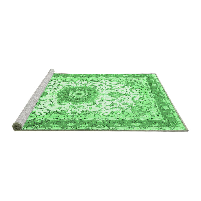 Sideview of Machine Washable Persian Emerald Green Traditional Area Rugs, wshtr3174emgrn