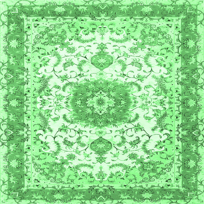 Square Persian Emerald Green Traditional Rug, tr3174emgrn