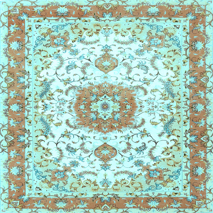 Square Machine Washable Persian Light Blue Traditional Rug, wshtr3174lblu