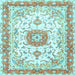 Square Machine Washable Persian Light Blue Traditional Rug, wshtr3174lblu