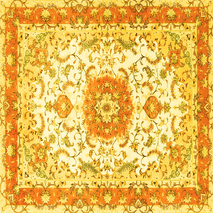 Square Persian Yellow Traditional Rug, tr3174yw