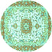 Round Persian Turquoise Traditional Rug, tr3174turq