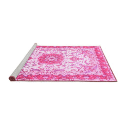 Sideview of Machine Washable Persian Pink Traditional Rug, wshtr3174pnk