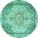 Round Persian Turquoise Traditional Rug, tr3175turq