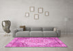 Machine Washable Persian Pink Traditional Rug in a Living Room, wshtr3175pnk