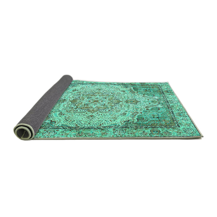 Sideview of Persian Turquoise Traditional Rug, tr3175turq