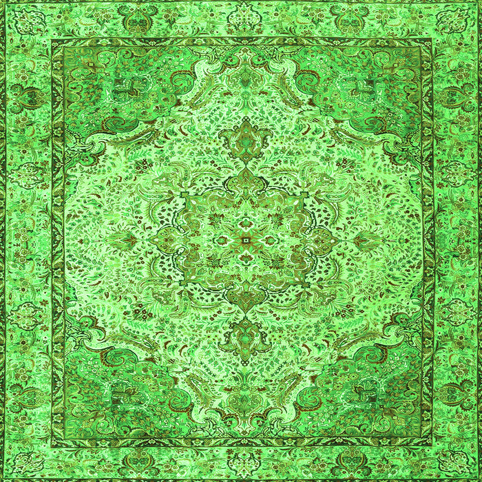 Round Machine Washable Persian Green Traditional Area Rugs, wshtr3175grn