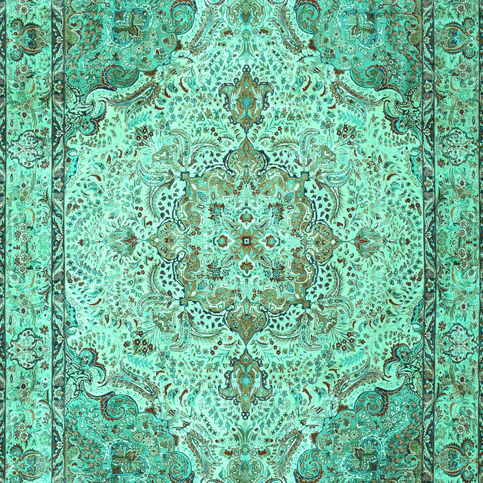 Machine Washable Persian Turquoise Traditional Area Rugs, wshtr3175turq