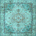 Square Machine Washable Persian Light Blue Traditional Rug, wshtr3175lblu