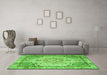 Machine Washable Persian Green Traditional Area Rugs in a Living Room,, wshtr3175grn