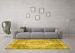 Machine Washable Persian Yellow Traditional Rug in a Living Room, wshtr3175yw