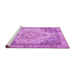 Sideview of Machine Washable Persian Purple Traditional Area Rugs, wshtr3175pur