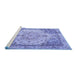 Sideview of Machine Washable Persian Blue Traditional Rug, wshtr3175blu