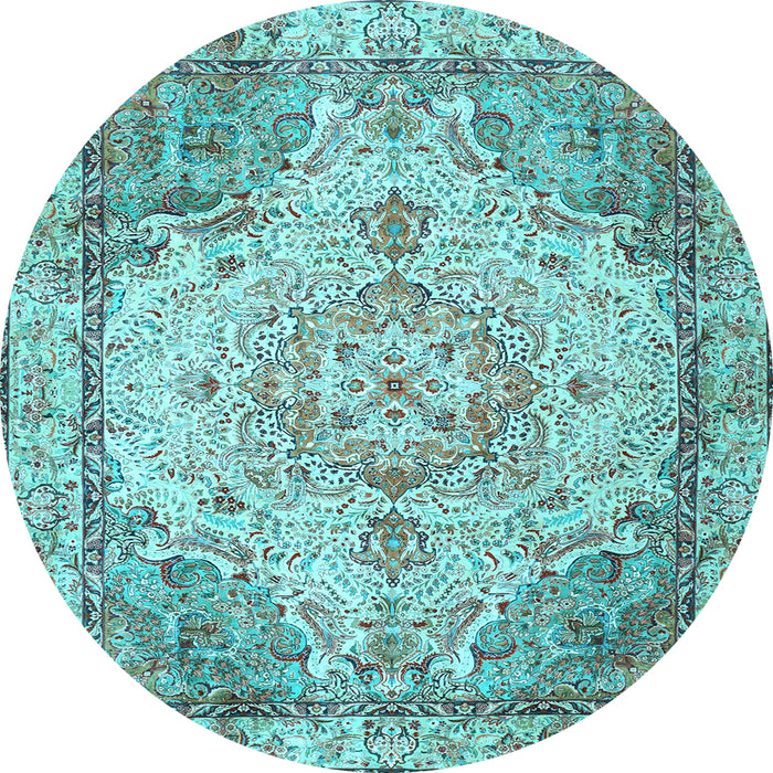 Round Persian Light Blue Traditional Rug, tr3175lblu