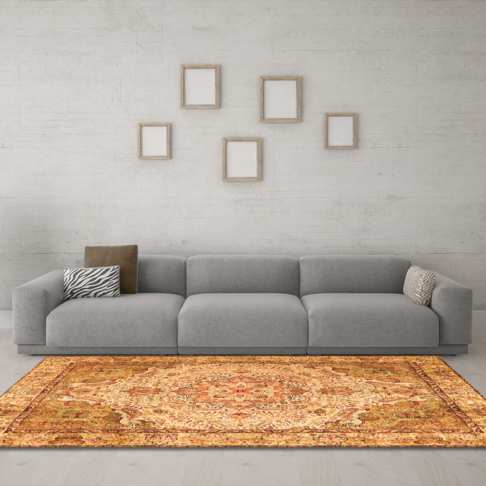 Machine Washable Persian Orange Traditional Area Rugs in a Living Room, wshtr3175org