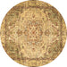 Round Persian Brown Traditional Rug, tr3175brn