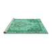 Sideview of Machine Washable Persian Turquoise Traditional Area Rugs, wshtr3175turq