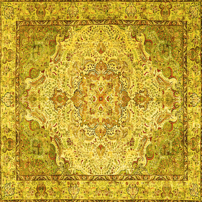 Square Machine Washable Persian Yellow Traditional Rug, wshtr3175yw